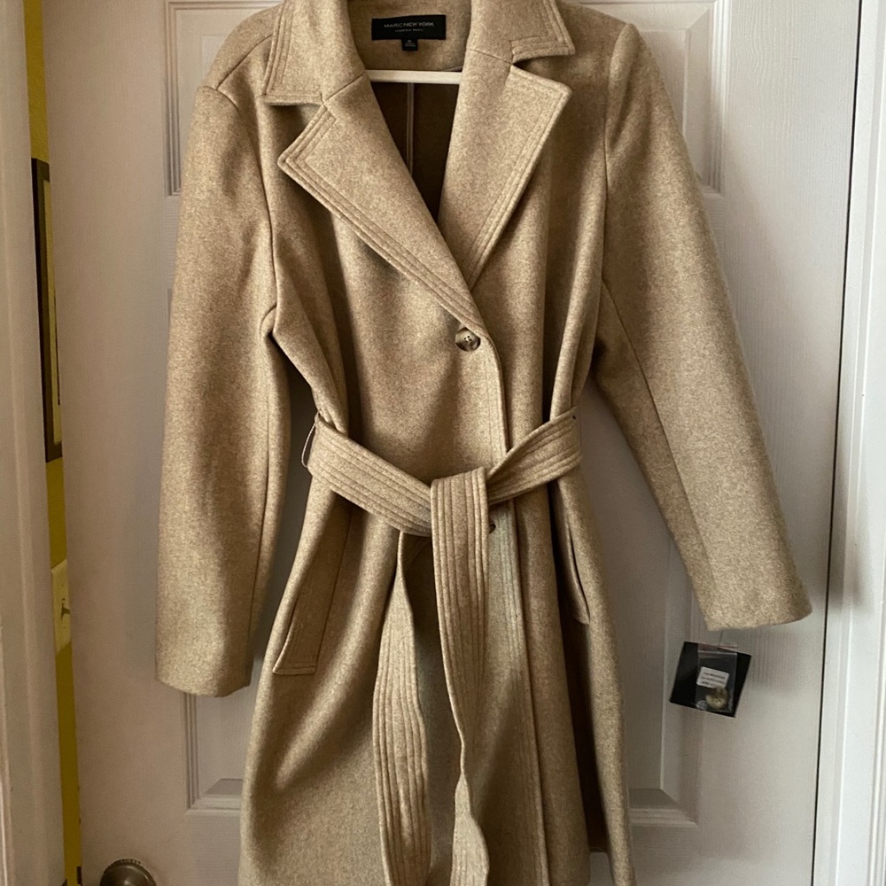 Gorgeous Marc New York Heather Oatmeal Coat XL NWT